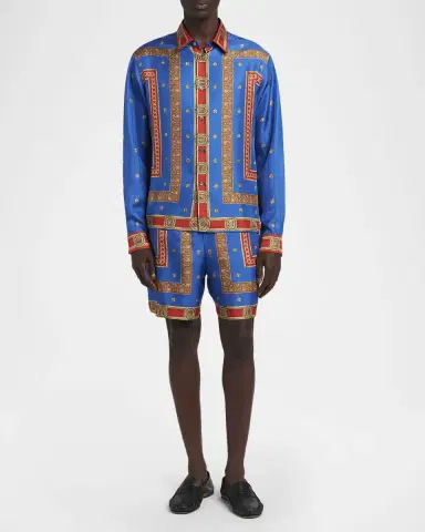 Versace Men's Underwater Barocco Silk Shorts | Thumbnail 2 Versace Men's Underwater Barocco Silk Shorts | Thumbnail 2