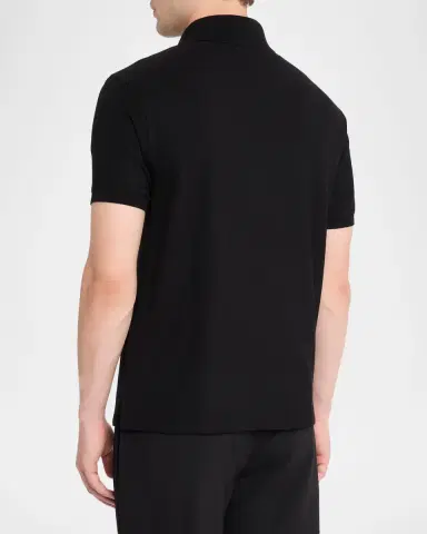 Emporio Armani Men's Cotton Jersey Ribbed-Trim Polo Shirt | Thumbnail 3 Emporio Armani Men's Cotton Jersey Ribbed-Trim Polo Shirt | Thumbnail 3