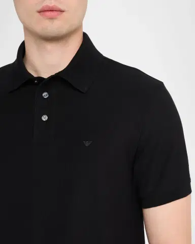 Emporio Armani Men's Cotton Jersey Ribbed-Trim Polo Shirt | Thumbnail 5 Emporio Armani Men's Cotton Jersey Ribbed-Trim Polo Shirt | Thumbnail 5