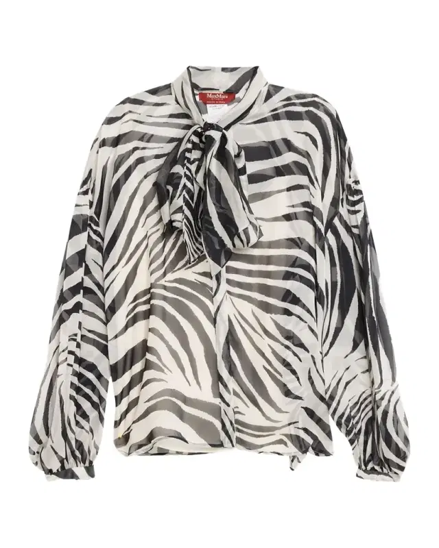 Ballata Zebra-Print Sheer Silk Blouse