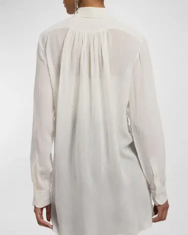 Ralph Lauren Collection Cotton Voile Oversized Button-Down Shirt | Thumbnail 2