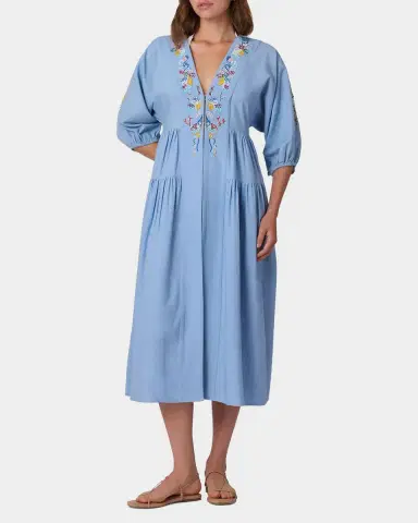 Shoshanna Evora Embroidered Midi Dress | Thumbnail 2 Shoshanna Evora Embroidered Midi Dress | Thumbnail 2