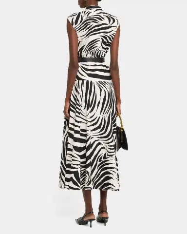 Max Mara Studio West Zebra-Print Cotton Poplin Midi Dress | Thumbnail 3 Max Mara Studio West Zebra-Print Cotton Poplin Midi Dress | Thumbnail 3
