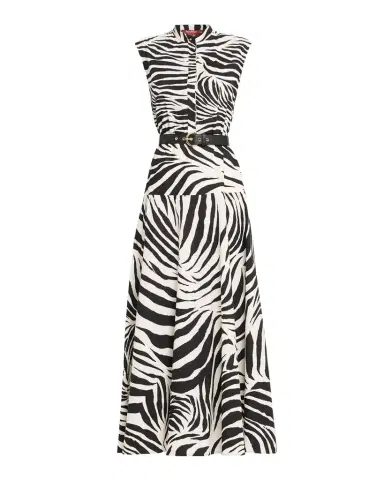 Max Mara Studio West Zebra-Print Cotton Poplin Midi Dress | Thumbnail 1 Max Mara Studio West Zebra-Print Cotton Poplin Midi Dress | Thumbnail 1