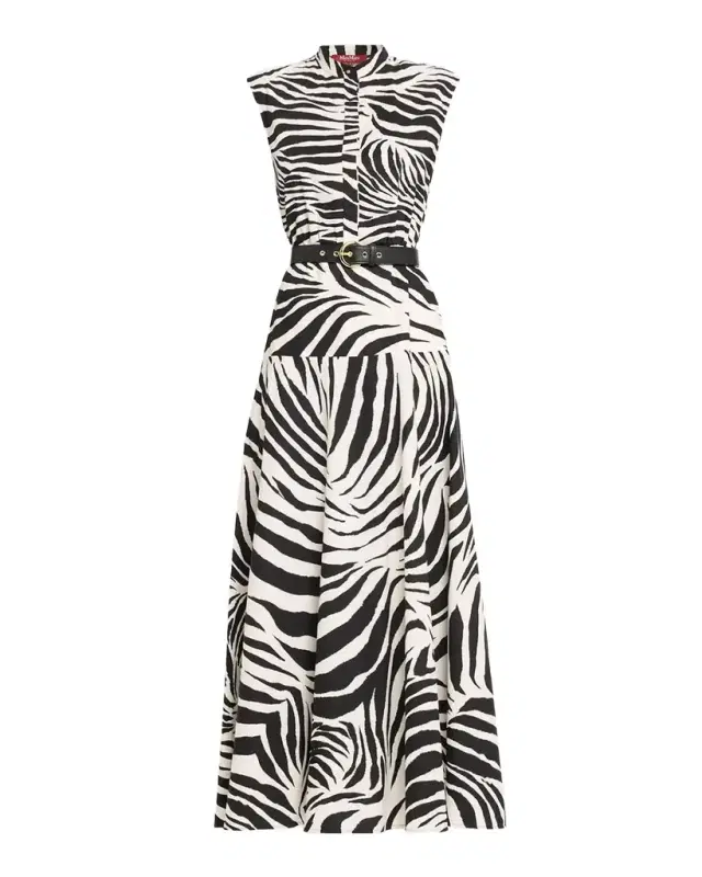 West Zebra-Print Cotton Poplin Midi Dress West Zebra-Print Cotton Poplin Midi Dress