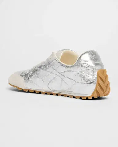 Bottega Veneta Men's Orbit Flash Laminated Leather Low-Top Sneakers | Thumbnail 2