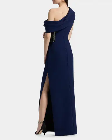 Amsale Draped One-Shoulder Gown | Thumbnail 2 Amsale Draped One-Shoulder Gown | Thumbnail 2