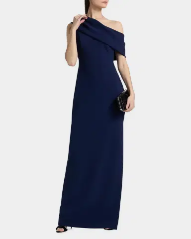 Amsale Draped One-Shoulder Gown | Thumbnail 3 Amsale Draped One-Shoulder Gown | Thumbnail 3