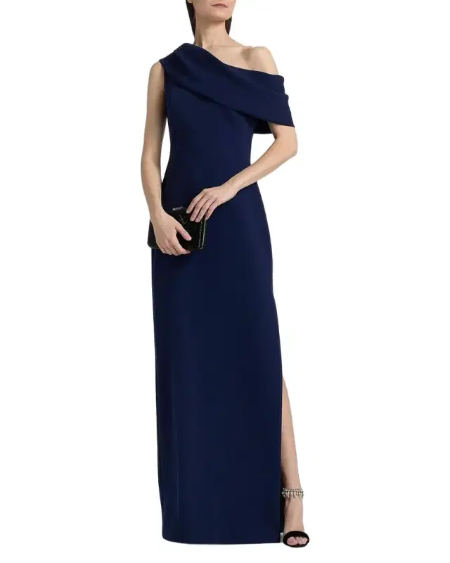 Draped One-Shoulder Gown