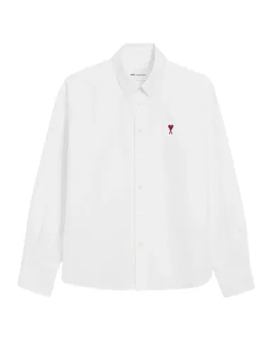 AMI PARIS Men's Embroidered Ami de Coeur Cotton Sport Shirt | Thumbnail 1