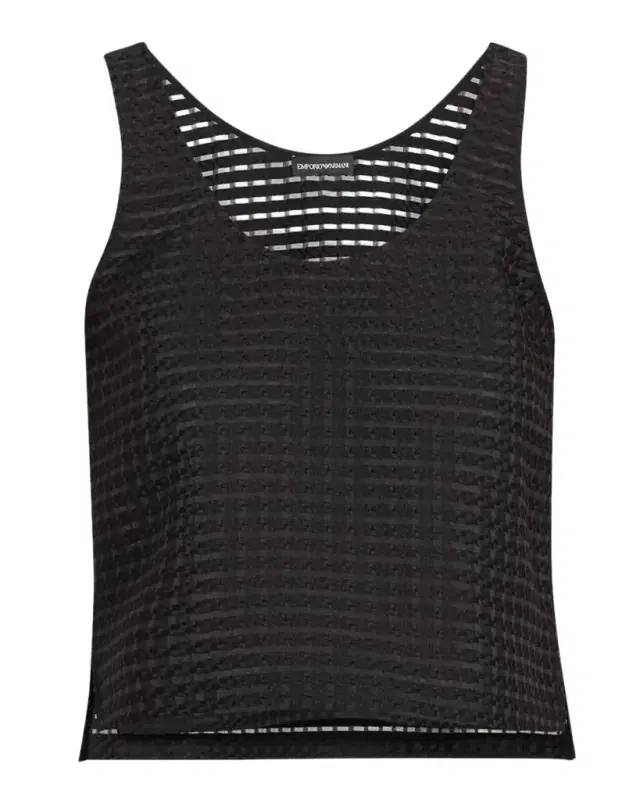 Cropped Gingham Jacquard Top