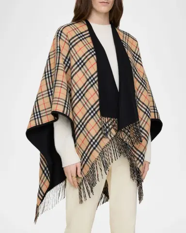 Burberry Reversible Check Wool Cape | Thumbnail 3 Burberry Reversible Check Wool Cape | Thumbnail 3
