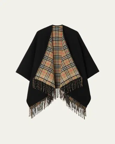 Burberry Reversible Check Wool Cape | Thumbnail 4 Burberry Reversible Check Wool Cape | Thumbnail 4