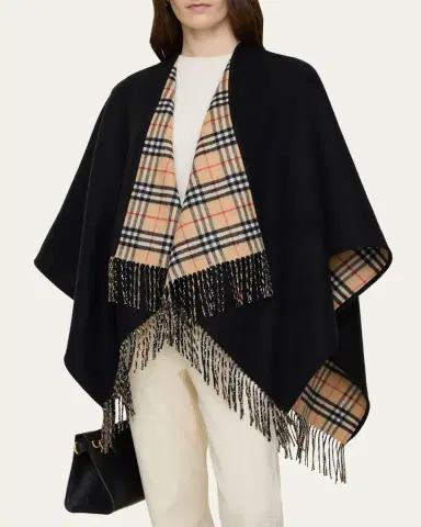 Burberry Reversible Check Wool Cape | Thumbnail 5 Burberry Reversible Check Wool Cape | Thumbnail 5