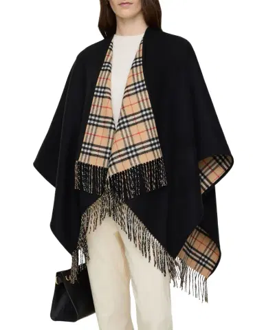 Burberry Reversible Check Wool Cape | Thumbnail 1 Burberry Reversible Check Wool Cape | Thumbnail 1