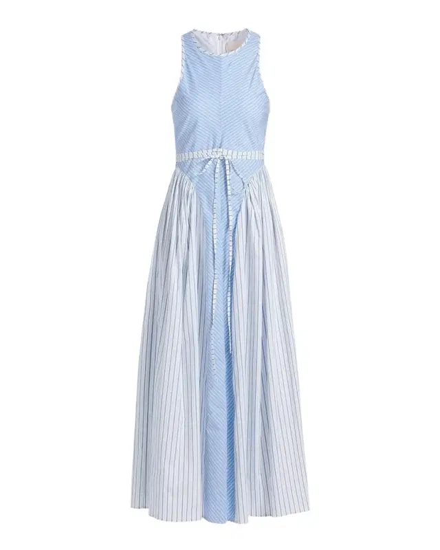 Cinq à Sept Emin Stripe Sleeveless A-Line Midi Dress