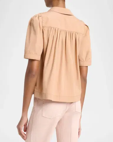 Chloé Cotton Poplin Short-Sleeve Shirt | Thumbnail 3