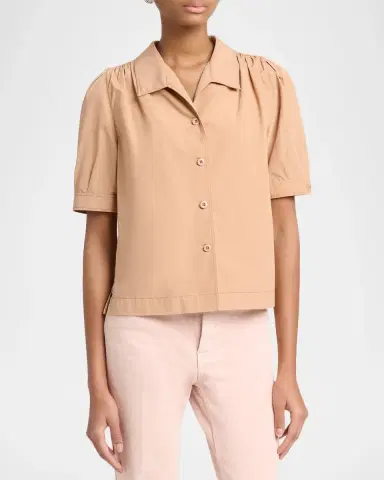 Chloé Cotton Poplin Short-Sleeve Shirt | Thumbnail 4
