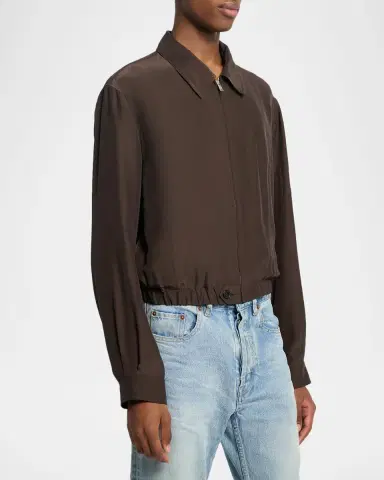 Saint Laurent Men's Viscose and Silk Blouson Jacket | Thumbnail 4
