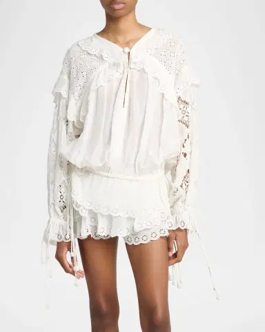 Isabel Marant Nowana Broderie Anglaise Ruffle Peasant Top | Thumbnail 4 Isabel Marant Nowana Broderie Anglaise Ruffle Peasant Top | Thumbnail 4