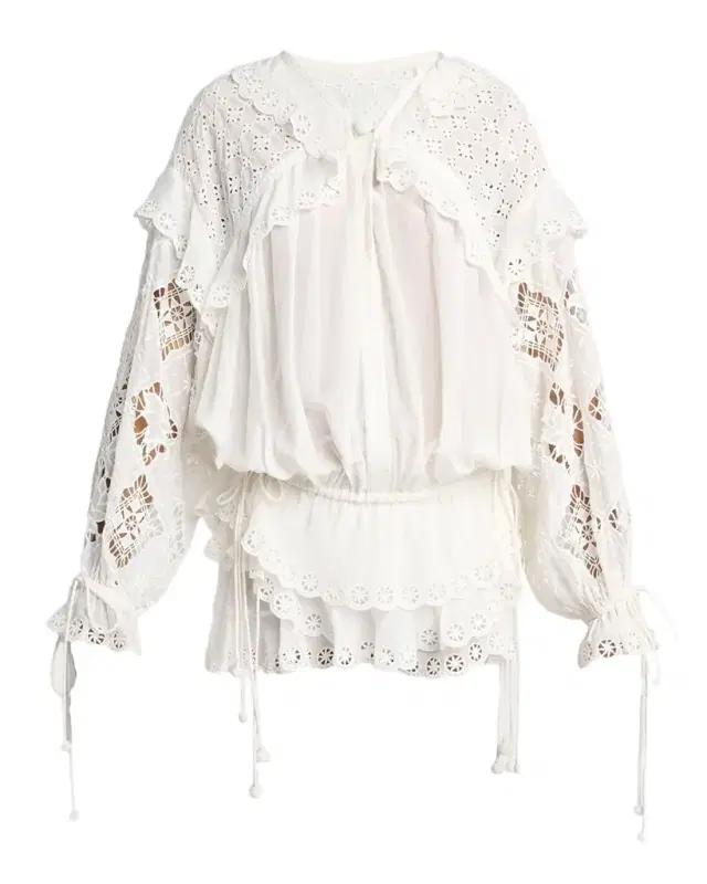 Nowana Broderie Anglaise Ruffle Peasant Top