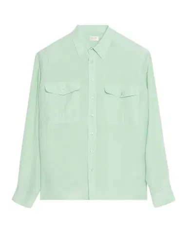 Saint Laurent Men's Viscose and Silk Double-Pocket Button-Down Shirt | Thumbnail 1