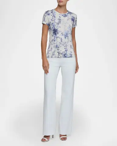 L'Agence Ressi Short-Sleeve Watercolor Lace Paisley Tee | Thumbnail 2 L'Agence Ressi Short-Sleeve Watercolor Lace Paisley Tee | Thumbnail 2