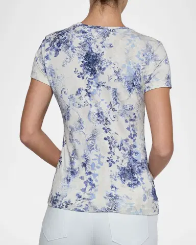 L'Agence Ressi Short-Sleeve Watercolor Lace Paisley Tee | Thumbnail 3 L'Agence Ressi Short-Sleeve Watercolor Lace Paisley Tee | Thumbnail 3