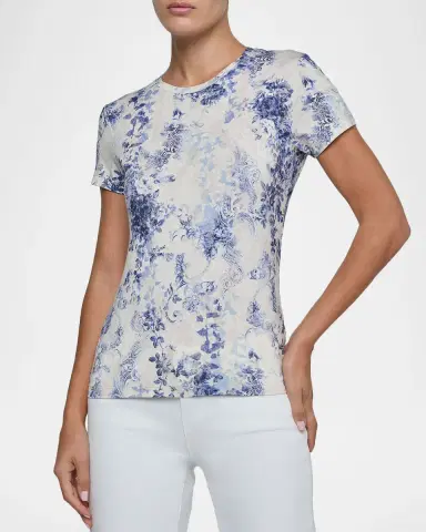 L'Agence Ressi Short-Sleeve Watercolor Lace Paisley Tee | Thumbnail 4 L'Agence Ressi Short-Sleeve Watercolor Lace Paisley Tee | Thumbnail 4