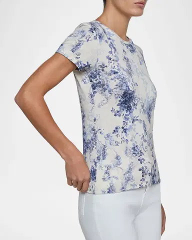 L'Agence Ressi Short-Sleeve Watercolor Lace Paisley Tee | Thumbnail 5 L'Agence Ressi Short-Sleeve Watercolor Lace Paisley Tee | Thumbnail 5