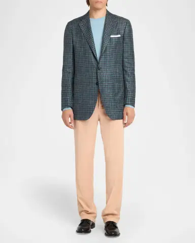 Kiton Men's Gingham Check Cotton-Blend Single-Breasted Blazer | Thumbnail 2