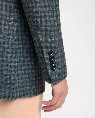 Kiton Men's Gingham Check Cotton-Blend Single-Breasted Blazer | Thumbnail 8