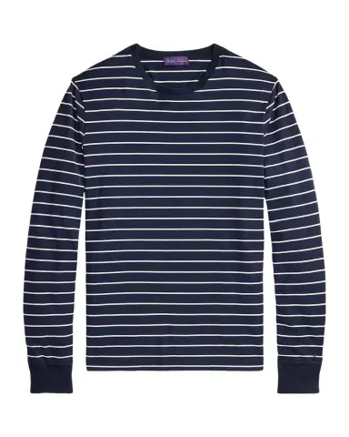 Ralph Lauren Purple Label Striped Lisle-Piqué Long-Sleeve T-Shirt | Thumbnail 1