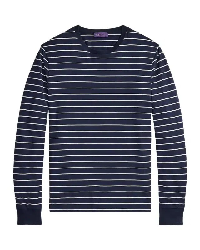 Striped Lisle-Piqué Long-Sleeve T-Shirt