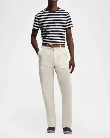 Ralph Lauren Purple Label Striped Lisle-Piqué Crewneck T-Shirt | Thumbnail 2