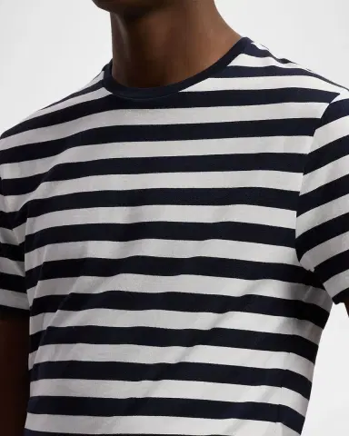 Ralph Lauren Purple Label Striped Lisle-Piqué Crewneck T-Shirt | Thumbnail 5