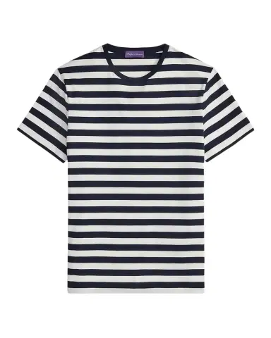 Ralph Lauren Purple Label Striped Lisle-Piqué Crewneck T-Shirt | Thumbnail 1