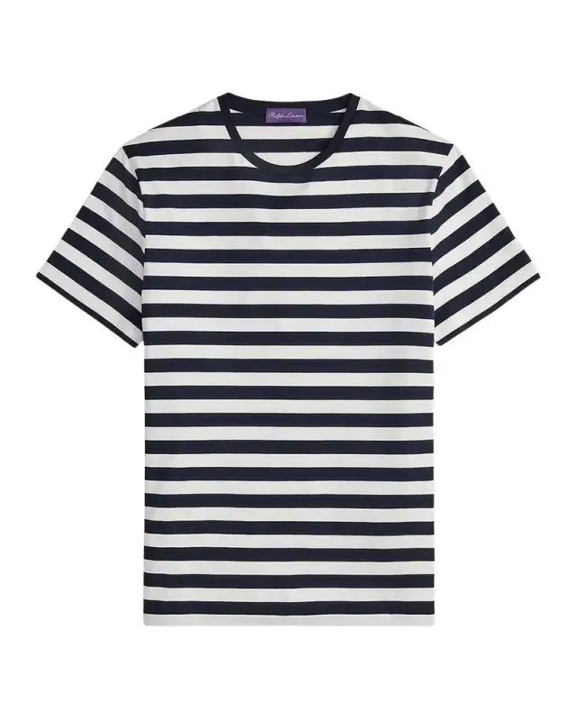 Striped Lisle-Piqué Crewneck T-Shirt