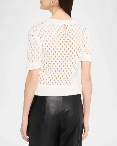 Vince Honeycomb Short-Sleeve Sweater | Thumbnail 3 Vince Honeycomb Short-Sleeve Sweater | Thumbnail 3