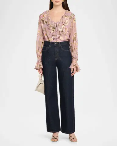 Kobi Halperin Leia Metallic Floral-Print Ruffle Blouse | Thumbnail 2 Kobi Halperin Leia Metallic Floral-Print Ruffle Blouse | Thumbnail 2