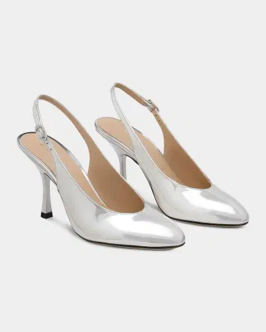 Stuart Weitzman 85mm Madison Metallic Leather Slingback Pumps | Thumbnail 3