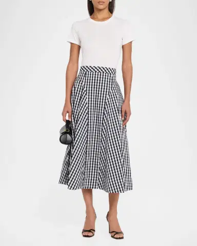 Milly Robin A-Line Gingham Midi Skirt | Thumbnail 2