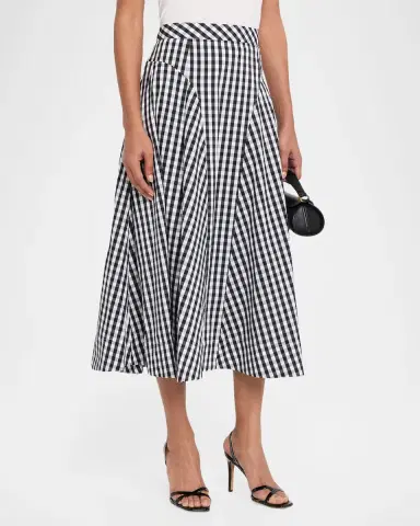 Milly Robin A-Line Gingham Midi Skirt | Thumbnail 4