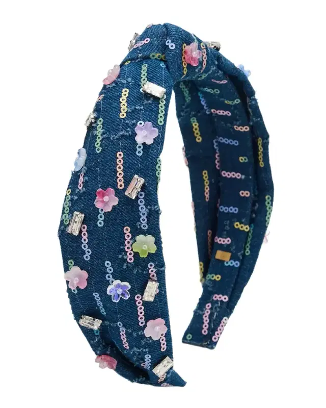 Girl 's Charm-Embellished Denim Headband