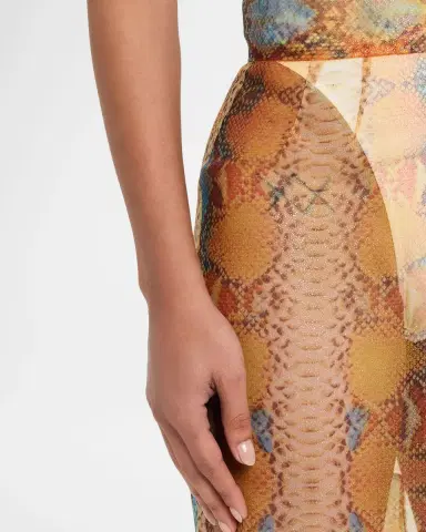 LaQuan Smith Shimmering Snakeskin Organza Pencil Skirt | Thumbnail 5