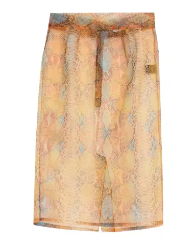 LaQuan Smith Shimmering Snakeskin Organza Pencil Skirt | Thumbnail 1