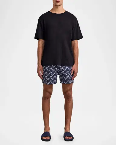 Frescobol Carioca Men's Dinis Cotton and Linen Crewneck T-Shirt | Thumbnail 2 Frescobol Carioca Men's Dinis Cotton and Linen Crewneck T-Shirt | Thumbnail 2