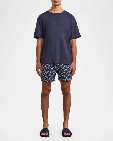 Frescobol Carioca Men's Dinis Cotton and Linen Crewneck T-Shirt | Thumbnail 2