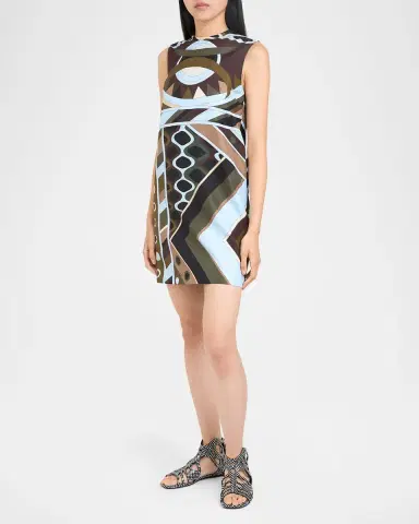 Pucci Vivara-Print Silk Twill Mini Shift Dress | Thumbnail 4