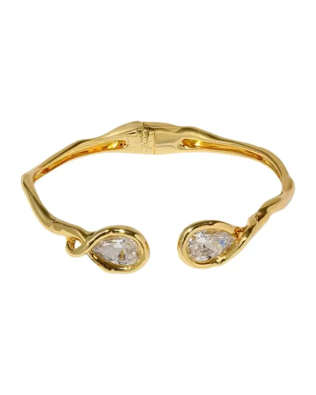 Asterales Crystal Capped Hinge Cuff Bracelet